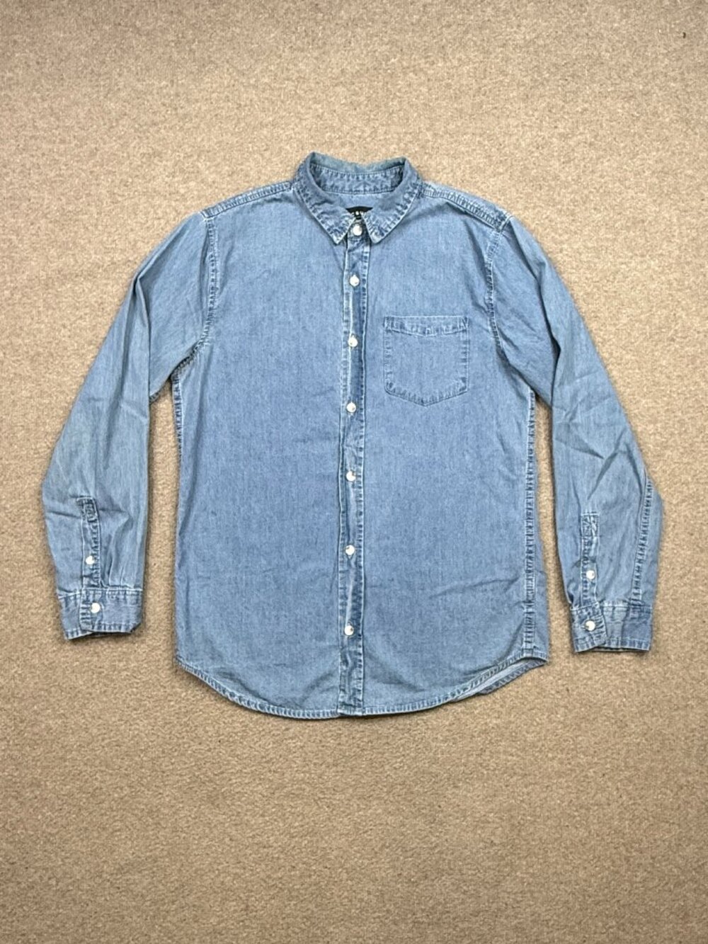 Pacsun Button Up Shirt Men's Size M Blue Chambray Long Sleeve Work Wear